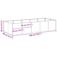 Produktbild för Planteringskärl 200x80x40 cm galvaniserat stål