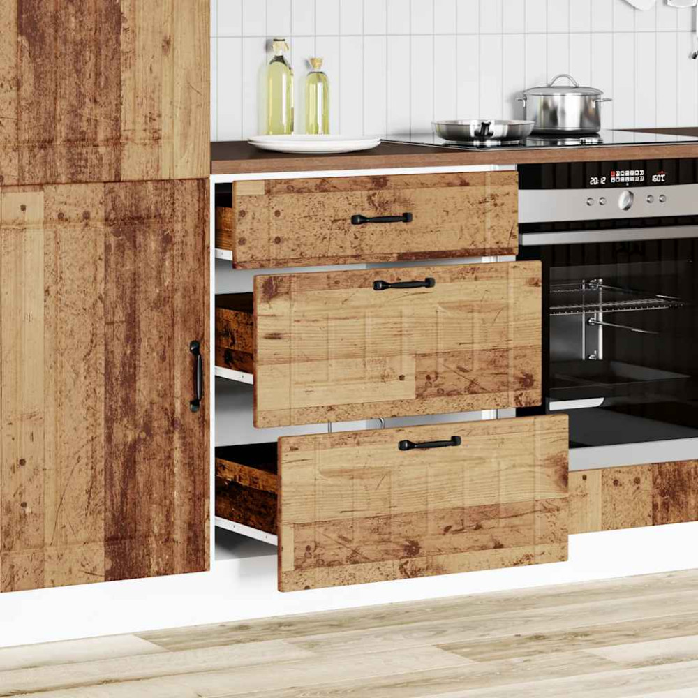 Produktbild för Basskåp för kök Lucca åldrat trä konstruerat trä