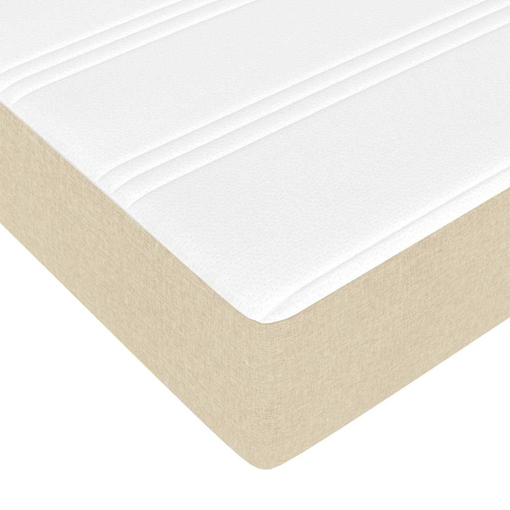 Produktbild för Ottoman sängram med madrass gräddvit 140x190 cm tyg