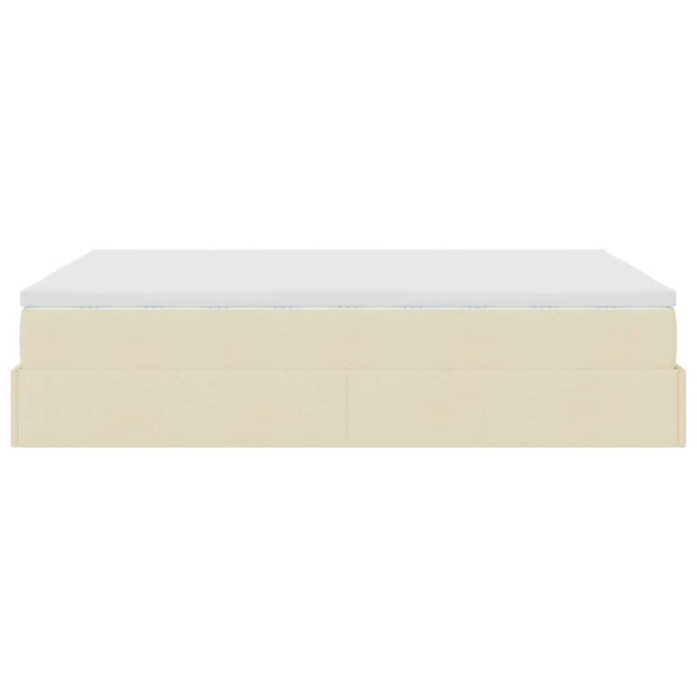 Produktbild för Ottoman sängram med madrass gräddvit 140x190 cm tyg