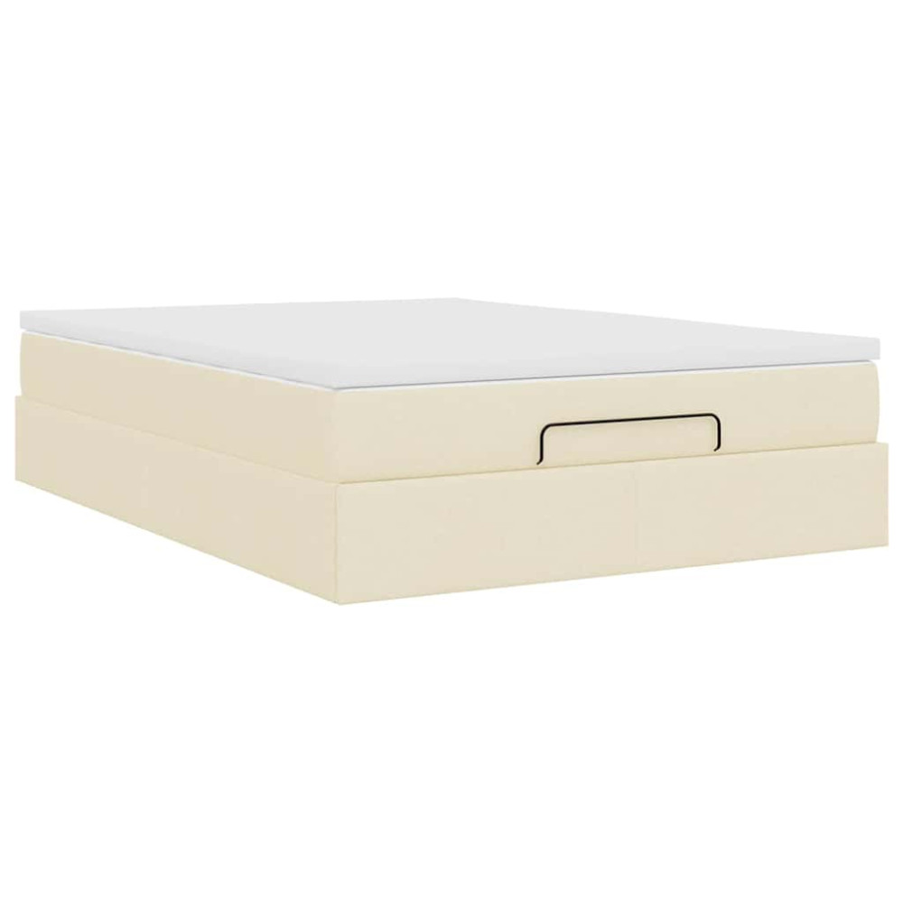 Produktbild för Ottoman sängram med madrass gräddvit 140x190 cm tyg