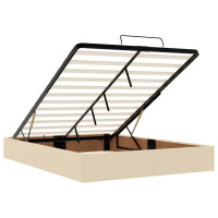 Produktbild för Ottoman sängram med madrass gräddvit 140x190 cm tyg