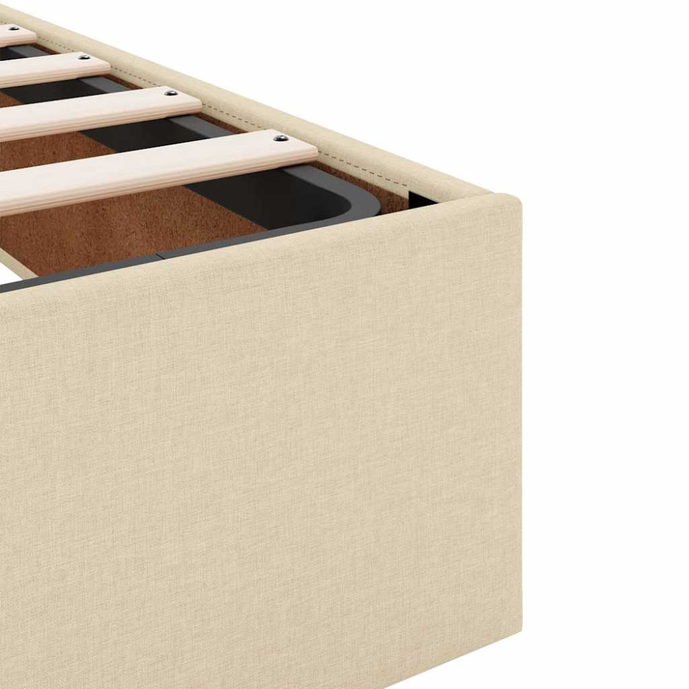 Produktbild för Ottoman sängram med madrass gräddvit 140x190 cm tyg