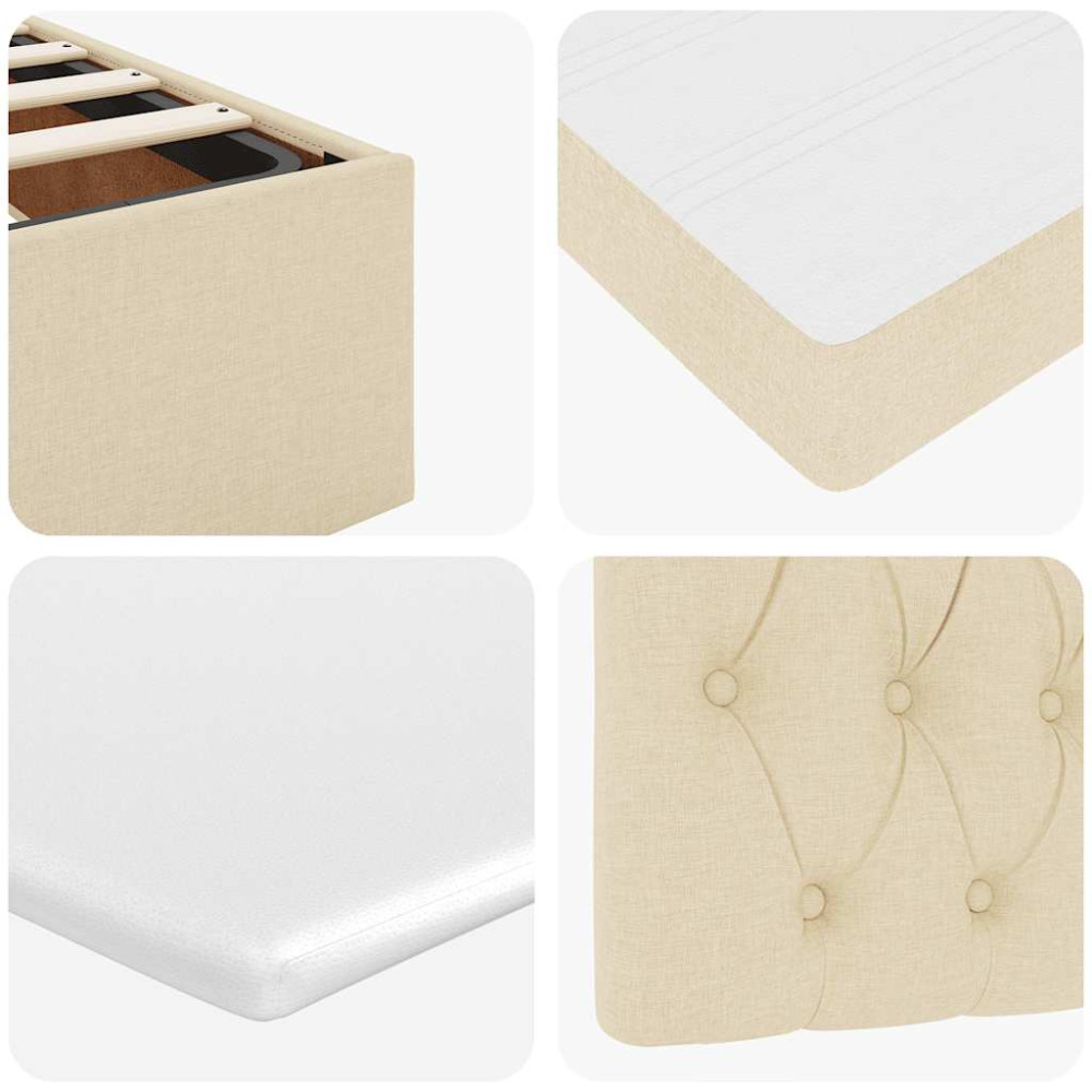 Produktbild för Ottoman säng med madrass gräddvit 140x190 cm tyg
