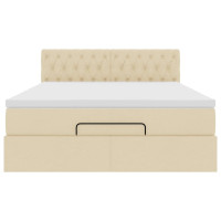 Produktbild för Ottoman säng med madrass gräddvit 140x190 cm tyg