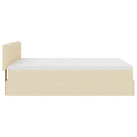 Produktbild för Ottoman säng med madrass gräddvit 140x190 cm tyg