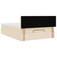 Produktbild för Ottoman säng med madrass gräddvit 140x190 cm tyg
