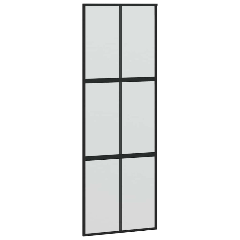 Produktbild för Skjutdörr med beslagset härdat glas och aluminium 90x205 cm