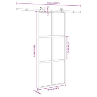 Produktbild för Skjutdörr med beslagset härdat glas och aluminium 90x205 cm