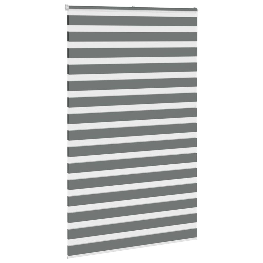 Produktbild för Rullgardin zebra mörkgrå 145x200 cm tyg bredd 140,9cm polyester