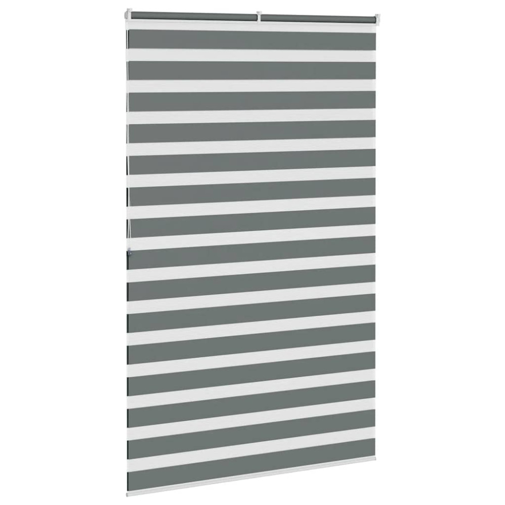 Produktbild för Rullgardin zebra mörkgrå 145x200 cm tyg bredd 140,9cm polyester