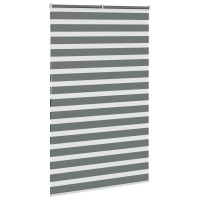 Produktbild för Rullgardin zebra mörkgrå 145x200 cm tyg bredd 140,9cm polyester