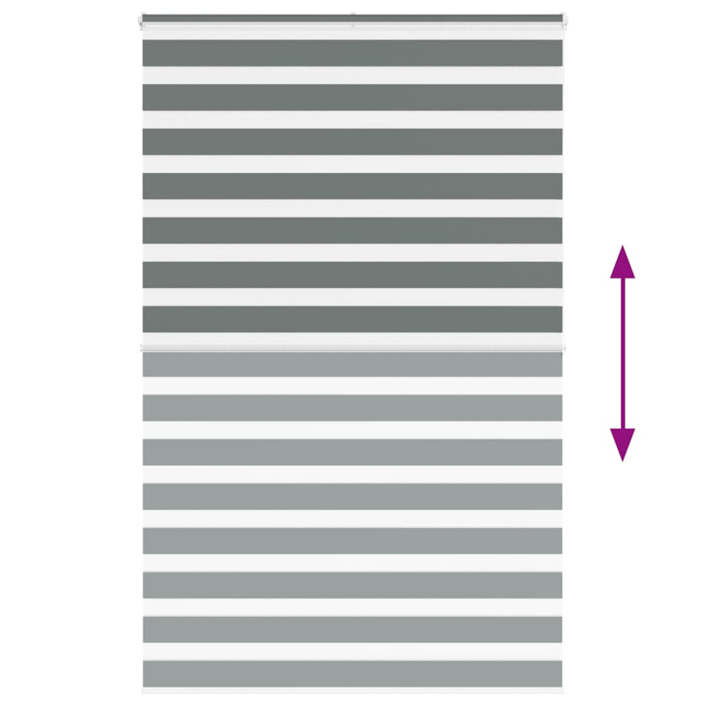 Produktbild för Rullgardin zebra mörkgrå 145x200 cm tyg bredd 140,9cm polyester