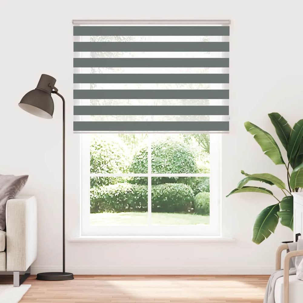 Produktbild för Rullgardin zebra mörkgrå 165x230 cm tyg bredd 160,9cm polyester