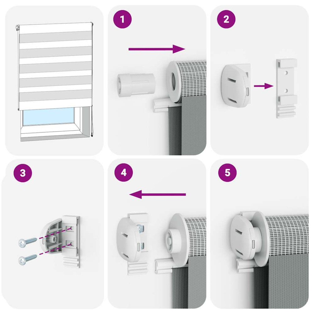 Produktbild för Rullgardin zebra brun 45x150 cm tyg bredd 40,9 cm polyester