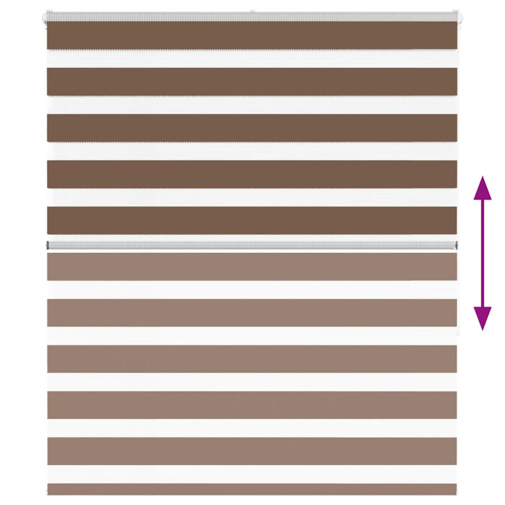 Produktbild för Rullgardin zebra brun 125x150 cm tyg bredd 120,9 cm polyester