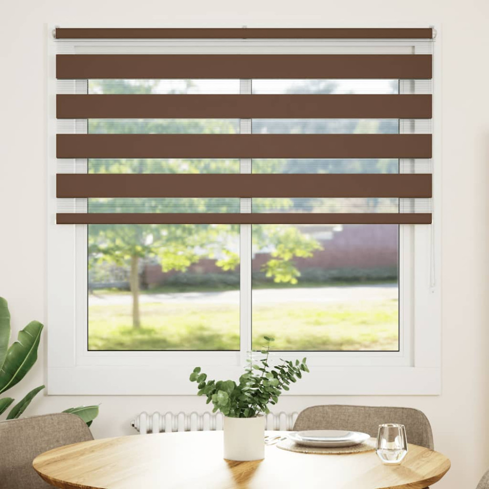 Produktbild för Rullgardin zebra brun 145x150 cm tyg bredd 140,9 cm polyester