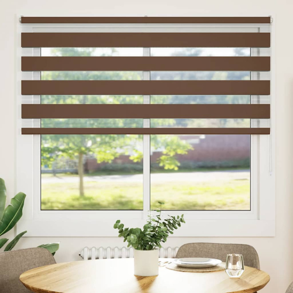 Produktbild för Rullgardin zebra brun 155x150 cm tyg bredd 150,9 cm polyester