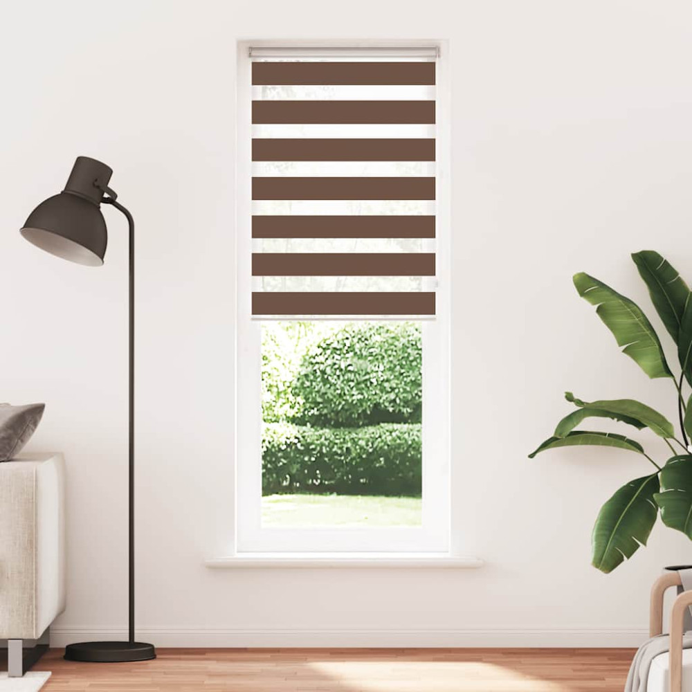 Produktbild för Rullgardin zebra brun 75x200 cm tyg bredd 70,9 cm polyester