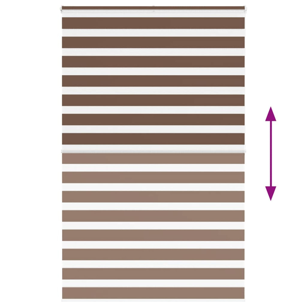 Produktbild för Rullgardin zebra brun 145x200 cm tyg bredd 140,9 cm polyester