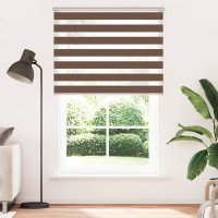 Produktbild för Rullgardin zebra brun 150x200 cm tyg bredd 145,9 cm polyester