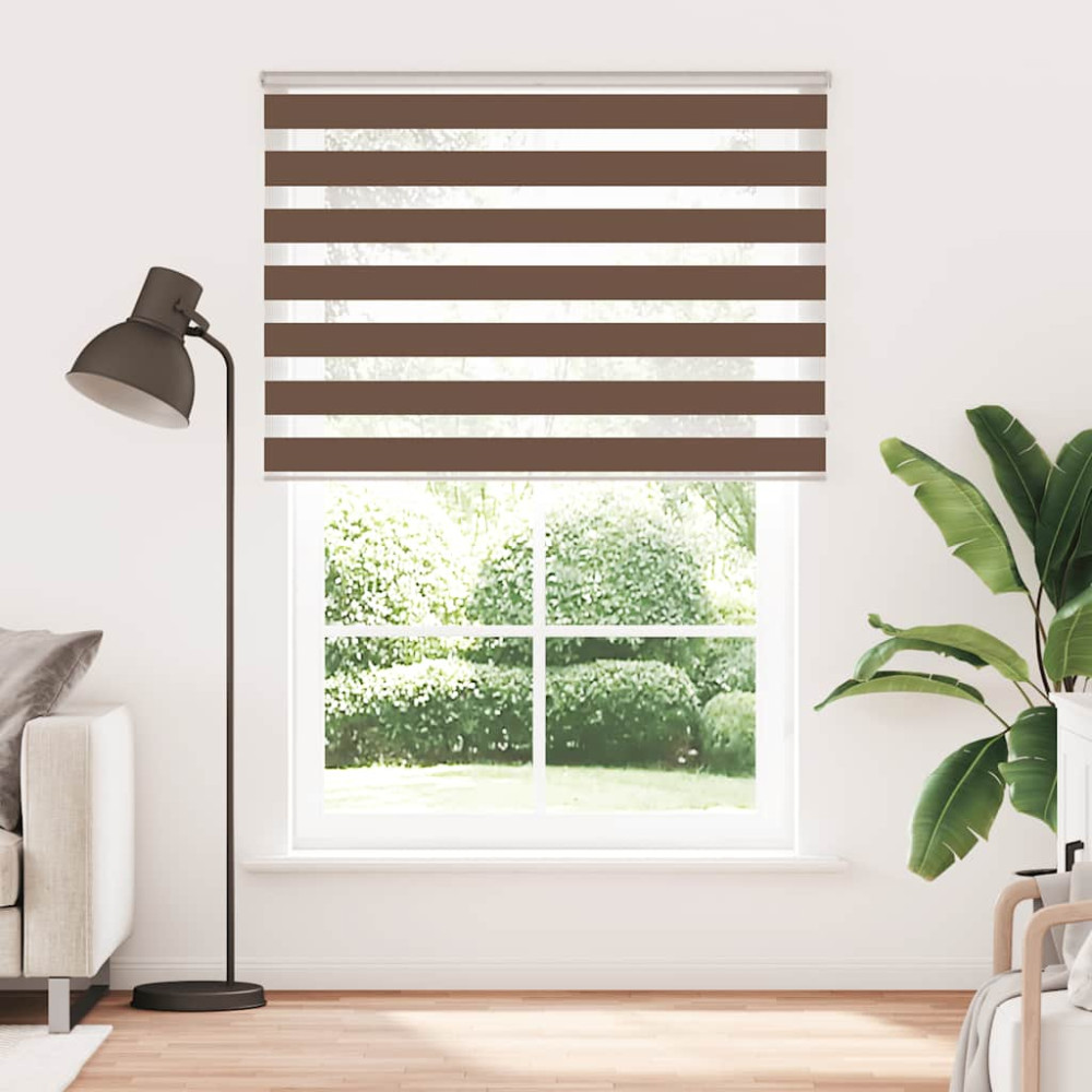 Produktbild för Rullgardin zebra brun 155x200 cm tyg bredd 150,9 cm polyester