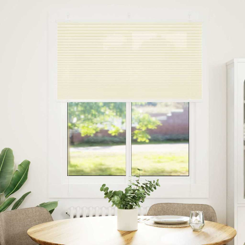 Produktbild för Plisserad persienn cremefärgad 105x150 cm tyg bredd 104,4cm