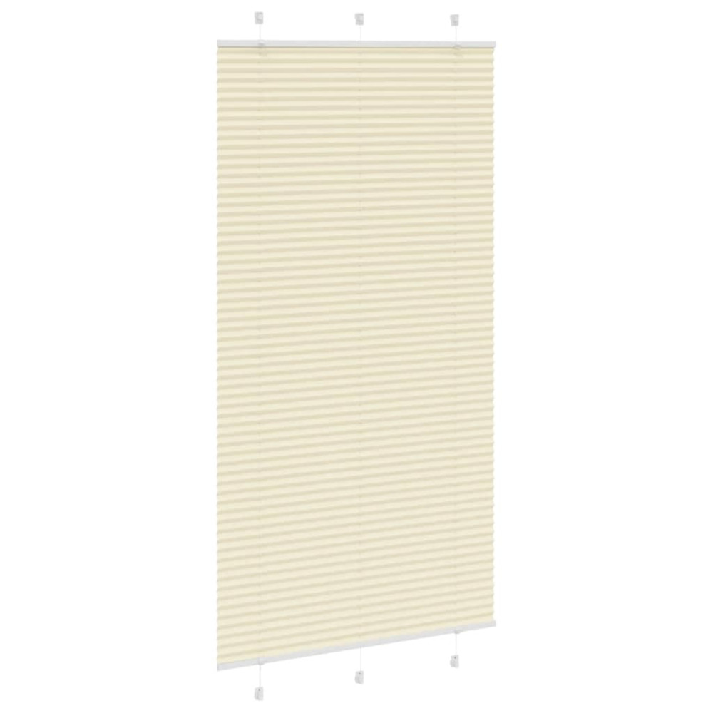 Produktbild för Plisserad persienn cremefärgad 105x200 cm tyg bredd 104,4cm