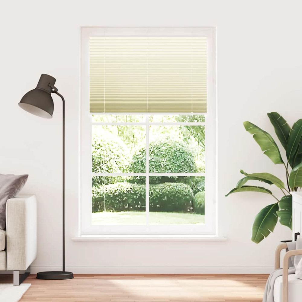 Produktbild för Plisserad persienn cremefärgad 120x200 cm tyg bredd 119,4cm