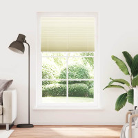 Produktbild för Plisserad persienn cremefärgad 120x200 cm tyg bredd 119,4cm
