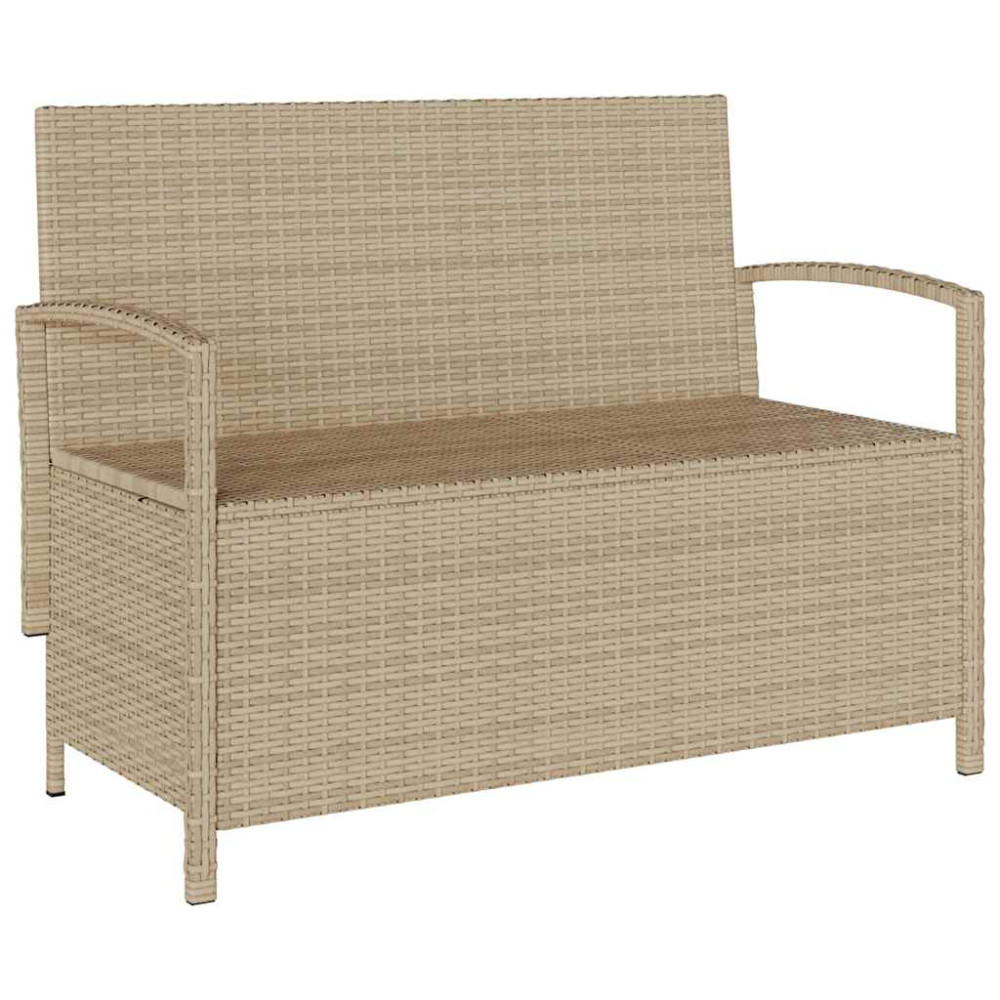 Produktbild för Förvaringsbänk för trädgård med dyna beige konstrotting