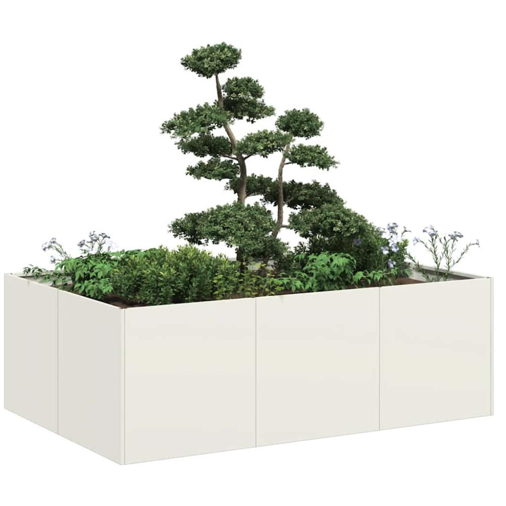 Produktbild för Planteringskärl vit 120x80x40 cm stål