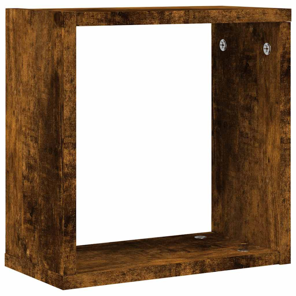 Produktbild för Väggkubhyllor 4 st rökt ek 30x15x30 cm