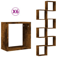 Produktbild för Väggkubhyllor 6 st rökt ek 30x15x30 cm