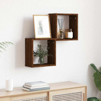 Produktbild för Väggkubhyllor 2 st brun ek 30x15x30 cm