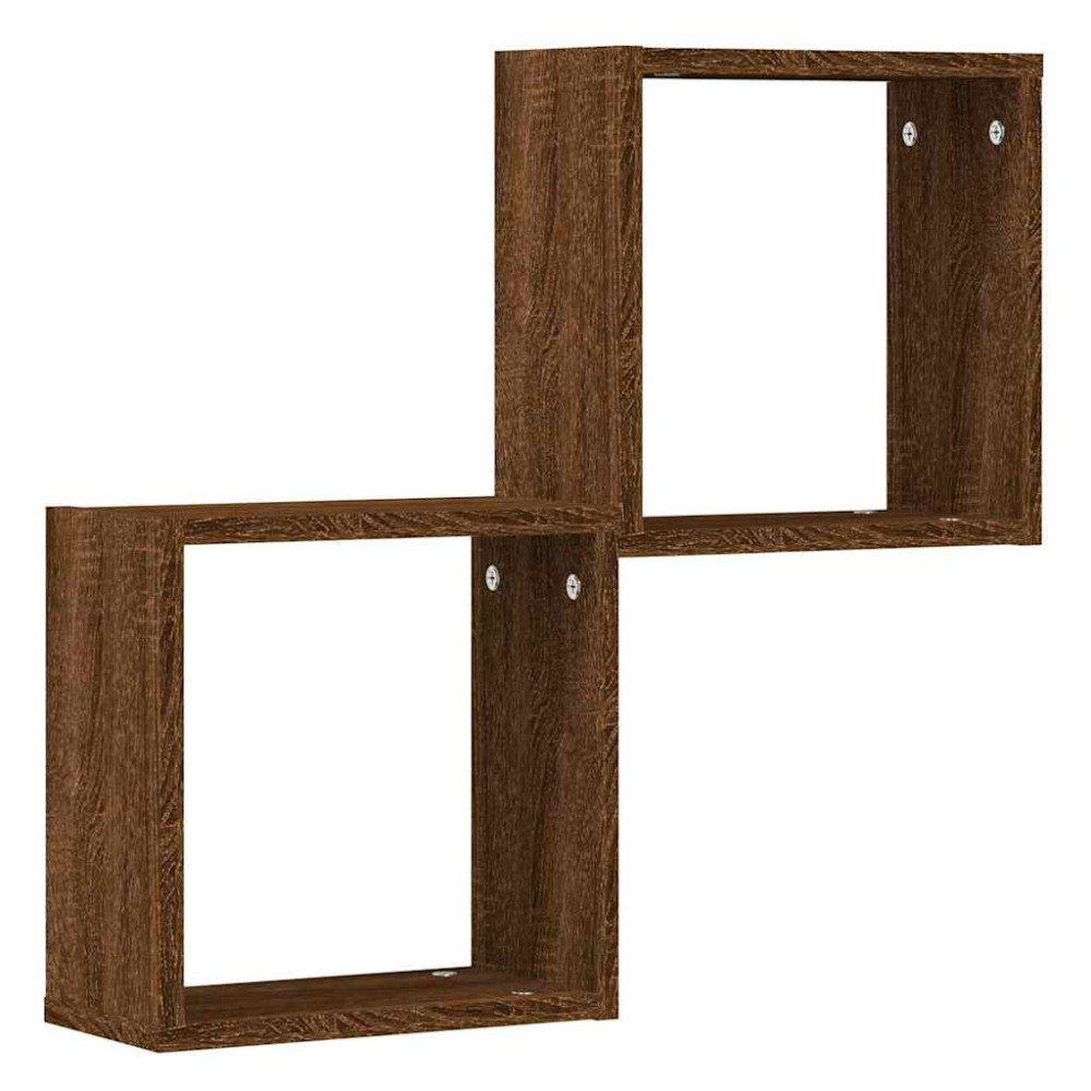 Produktbild för Väggkubhyllor 2 st brun ek 30x15x30 cm
