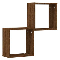 Produktbild för Väggkubhyllor 2 st brun ek 30x15x30 cm