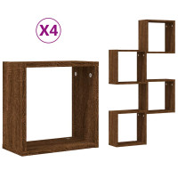 Produktbild för Vägghyllor Cube 4 st brun ek 30x15x30 cm