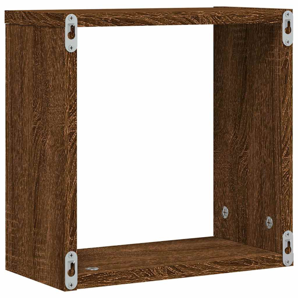 Produktbild för Vägghyllor Cube 4 st brun ek 30x15x30 cm