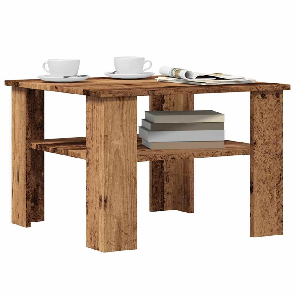 Produktbild för Soffbord gammalt trä 60x60x42 cm konstruerat trä