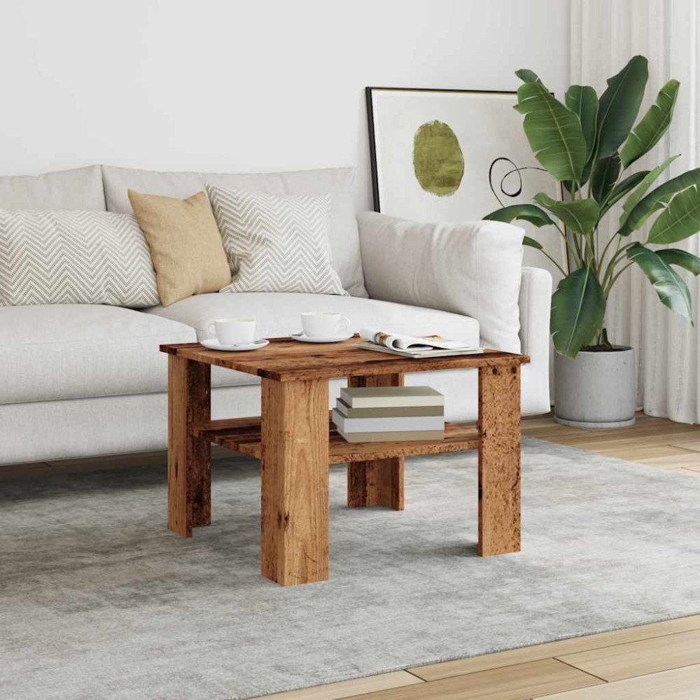 Produktbild för Soffbord gammalt trä 60x60x42 cm konstruerat trä