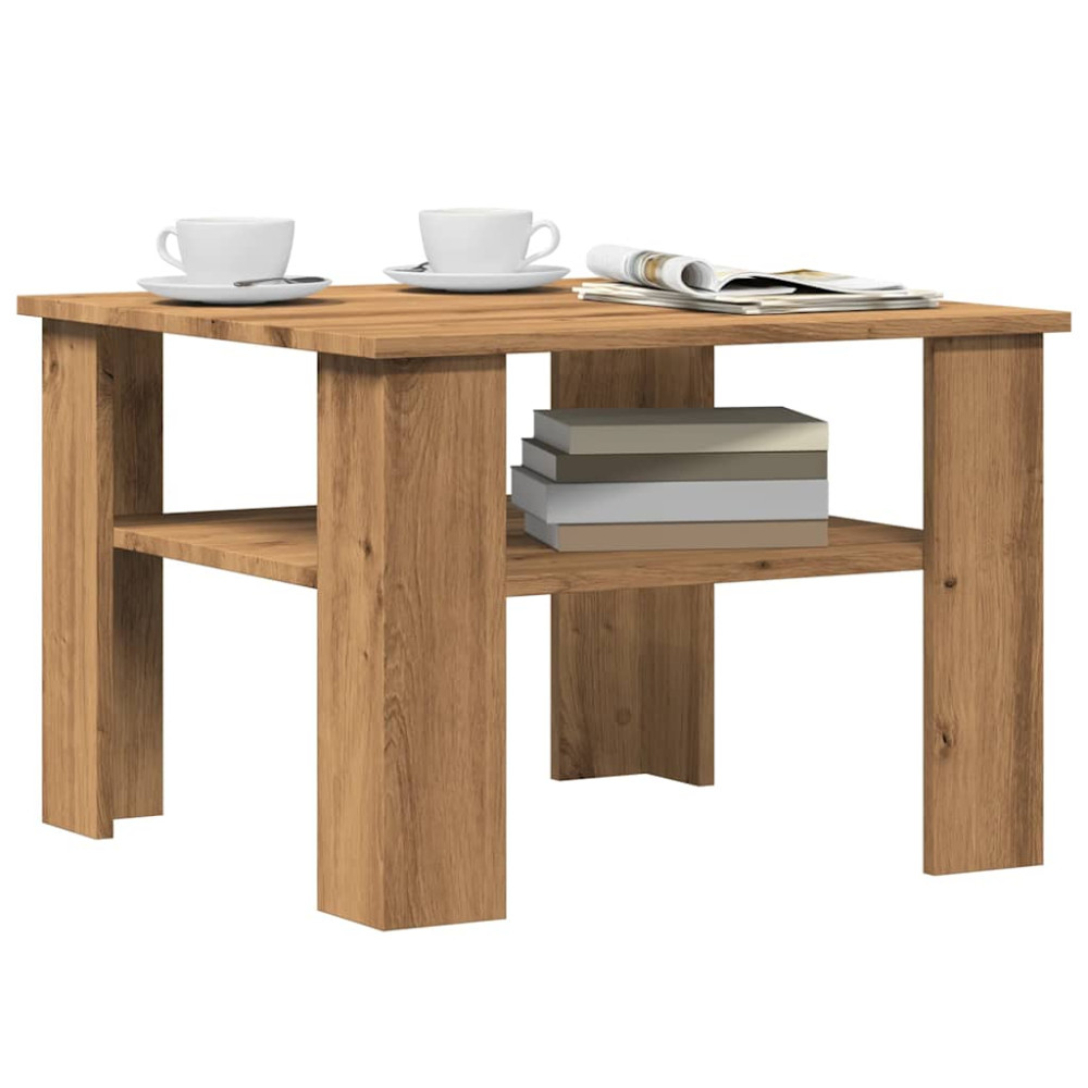 Produktbild för Soffbord hantverksmässig ek 60x60x42 cm konstruerat trä