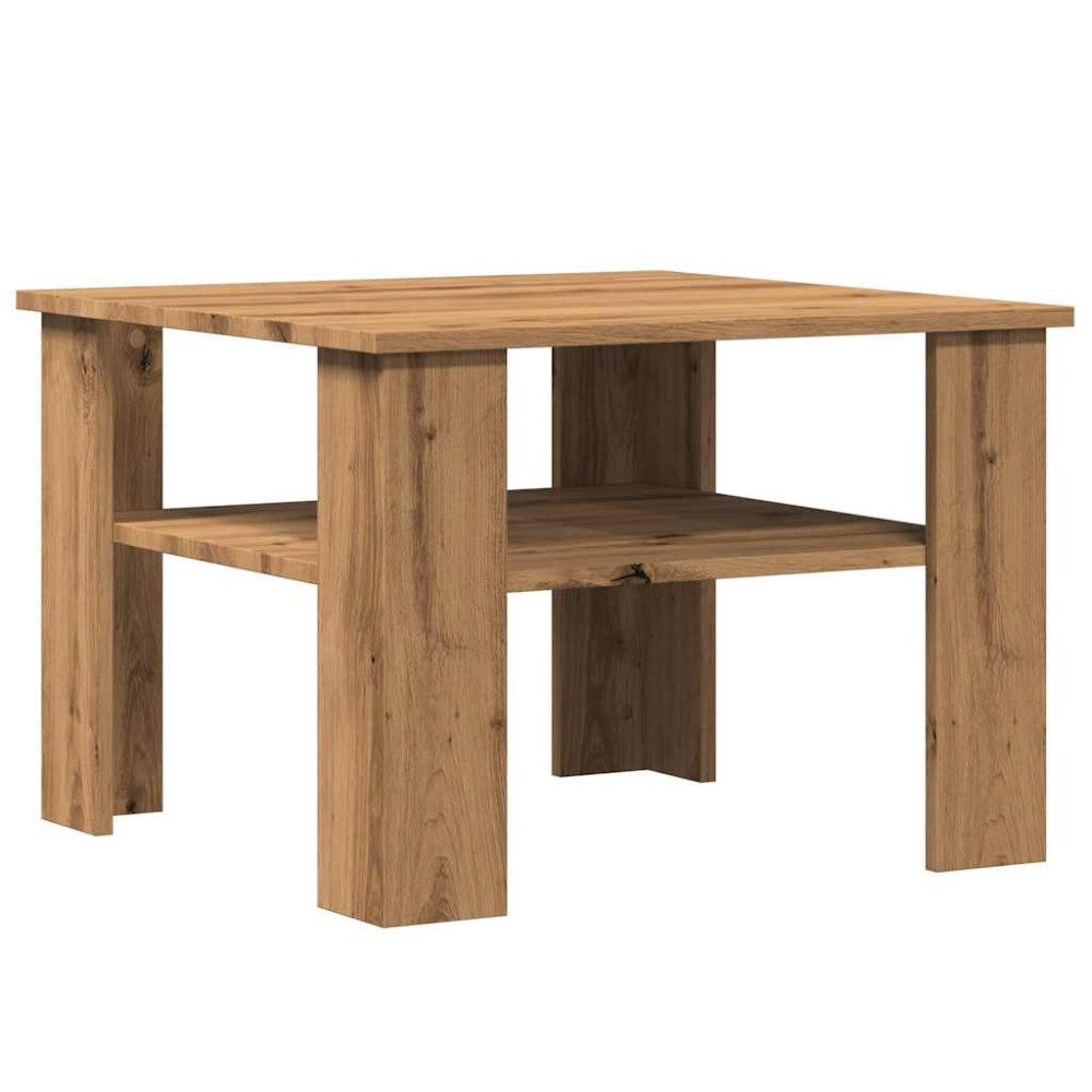 Produktbild för Soffbord hantverksmässig ek 60x60x42 cm konstruerat trä