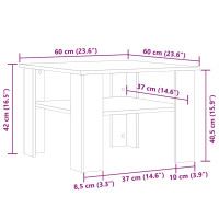 Produktbild för Soffbord hantverksmässig ek 60x60x42 cm konstruerat trä