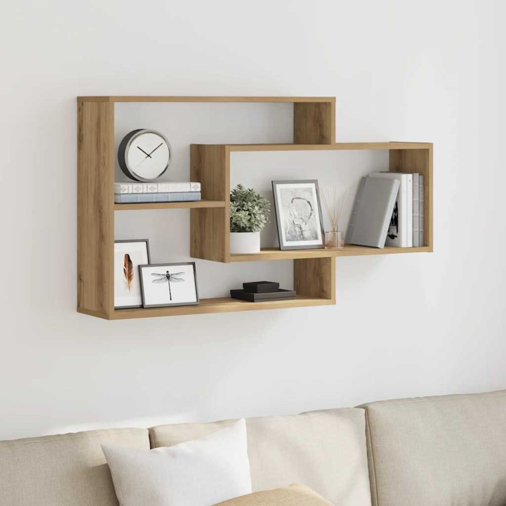 Produktbild för Vägghylla hantverksmässig ek 104x20x58,5 cm konstruerat trä