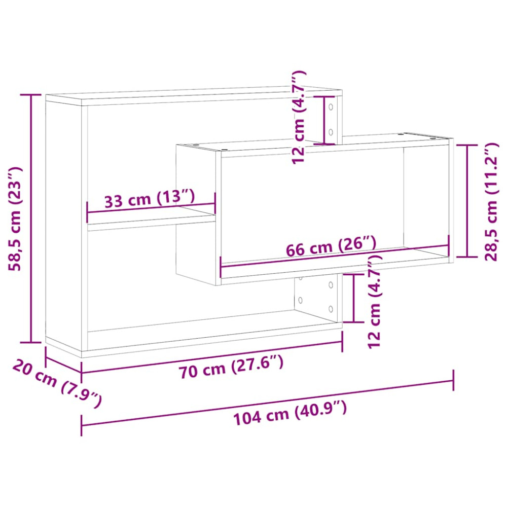 Produktbild för Vägghylla hantverksmässig ek 104x20x58,5 cm konstruerat trä