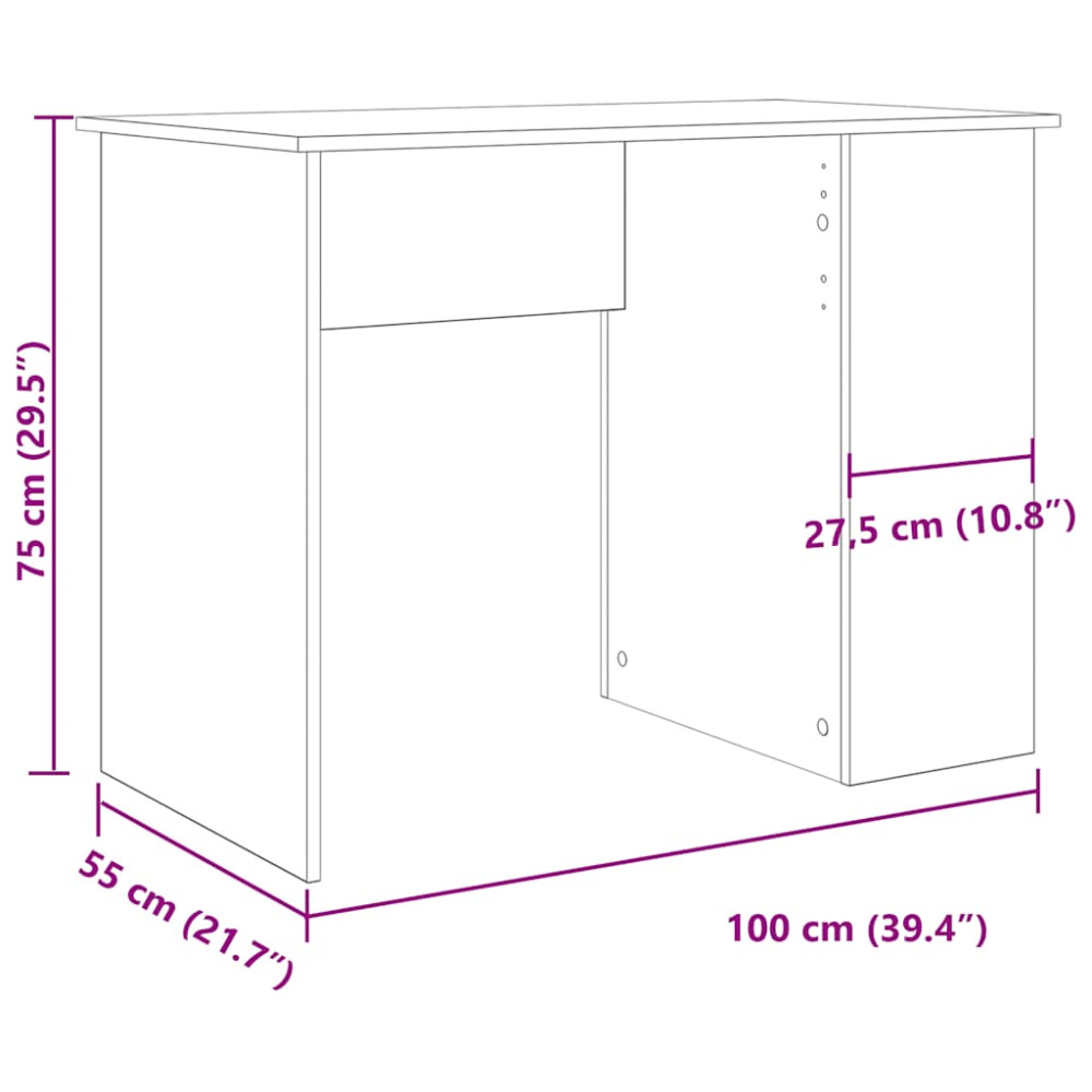 Produktbild för Skrivbord gammalt trä 100x55x75 cm konstruerat trä