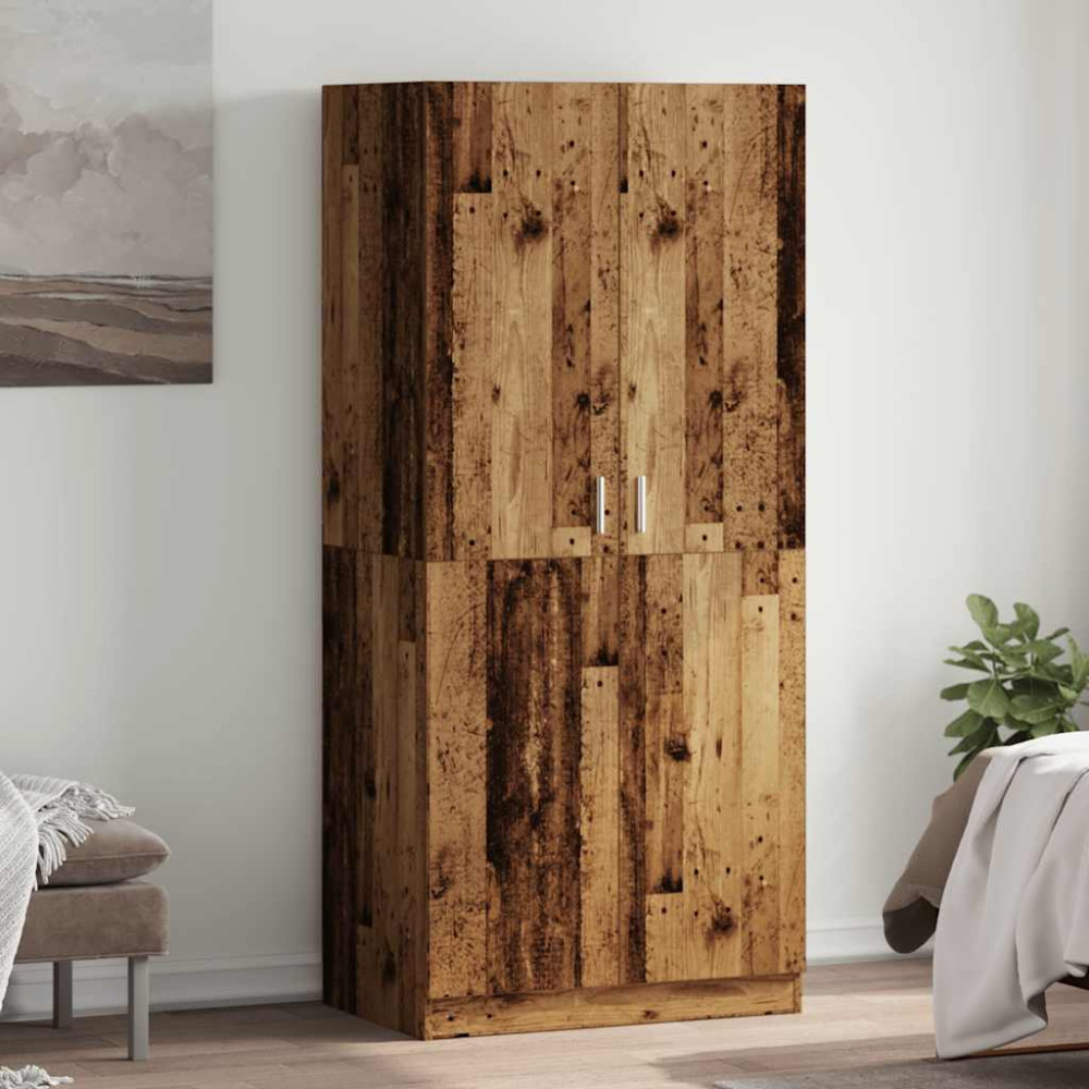 Produktbild för Garderob åldrat trä 80x52x180 cm konstruerat trä