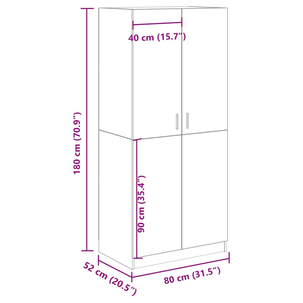 Produktbild för Garderob åldrat trä 80x52x180 cm konstruerat trä