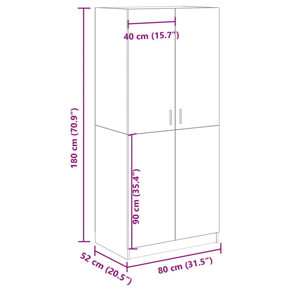 Produktbild för Garderob hantverksmässig ek 80x52x180 cm konstruerat trä